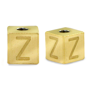 Kralen van Stainless steel Roestvrij staal (RVS) letter Z Goud