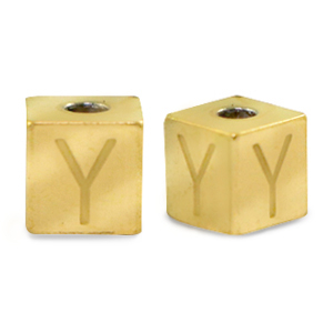 Kralen van Stainless steel Roestvrij staal (RVS) letter Y Goud