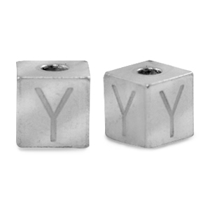 Kralen van stainless steel Roestvrij staal (RVS) letter Y Zilver