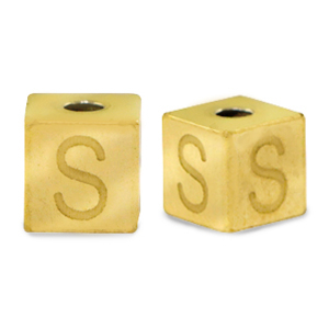 Kralen van stainless steel Roestvrij staal (RVS) letter S Goud