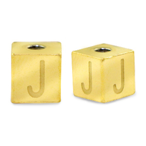 Kralen van stainless steel Roestvrij staal (RVS) letter J Goud