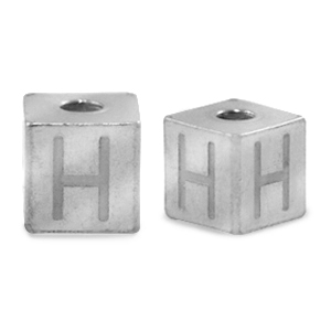 Kralen van stainless steel Roestvrij staal (RVS) letter H Zilver