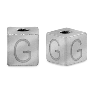 Kralen van stainless steel Roestvrij staal (RVS) letter G Zilver