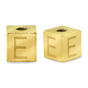 Kralen van stainless steel Roestvrij staal (RVS) letter E Goud