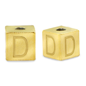 Kralen van stainless steel Roestvrij staal (RVS) letter D Goud