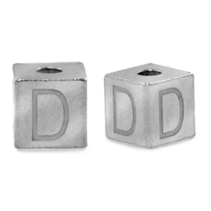 Kralen van stainless steel Roestvrij staal (RVS) letter D Zilver