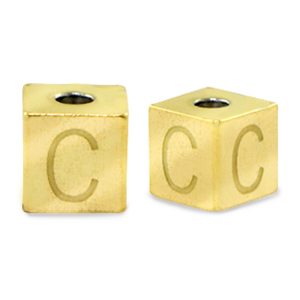 Kralen van stainless steel Roestvrij staal (RVS) letter C Goud
