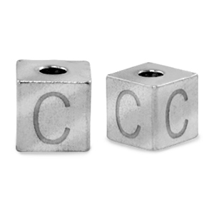 Kralen van stainless steel Roestvrij staal (RVS) letter C Zilver
