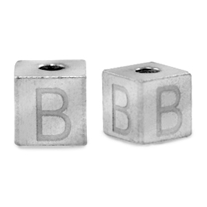 Kralen van stainless steel Roestvrij staal (RVS) letter B Zilver