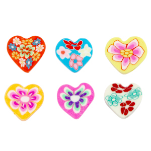 Polymeer kraal hart bloemen Multicolour