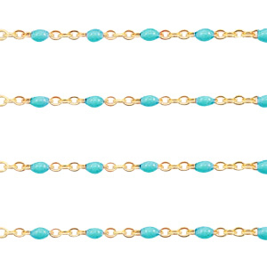 Benodigdheden van Stainless steel Roestvrij staal (RVS) jasseron 1mm Turquoise blue-goud