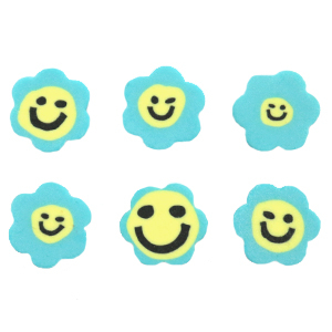 Polymeer kraal bloem smiley Blue