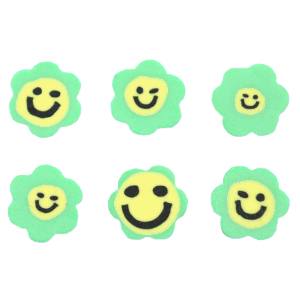 Polymeer kraal bloem smiley Neon green