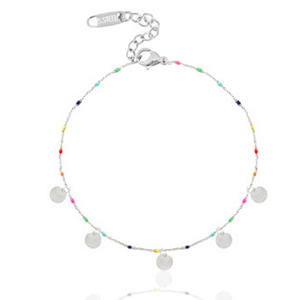 Enkelbandjes van Stainless steel Roestvrij staal (RVS) rainbow coins Zilver-multicolour