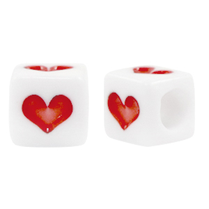 Summer acryl kralen White-red
