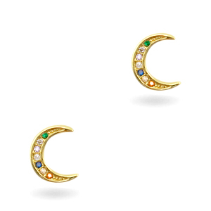 Brass elements Zirkonia rainbow maan Gold