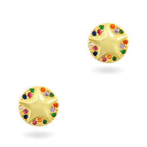 Brass elements Zirkonia rainbow ster Gold