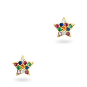 Brass elements Zirkonia rainbow sterretje Gold