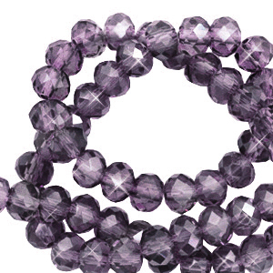 Facet kralen top quality disc 4x3 mm Amethyst purple-pearl shine coating
