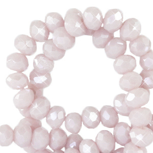 Facet kralen top quality disc 4x3 mm Soft purple ash-pearl shine coating