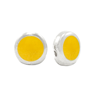 Metaal kralen DQ Pearl tropical yellow-antique silver (nikkelvrij)