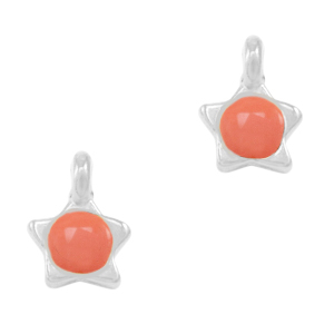 Metaal bedels DQ  ster Coral red-antique silver (nikkelvrij)