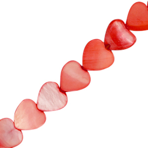 Schelp kralen heart Coral red