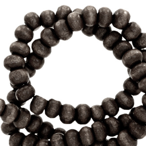Houten kralen 6mm rond Anthracite black