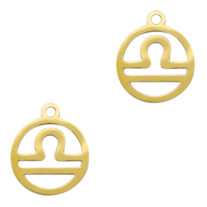 Bedels van Stainless steel Roestvrij staal (RVS) sterrenbeeld weegschaal Goud