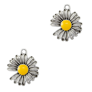 Metaal bedels DQ Daisy Antiek zilver-tropical yellow (nikkelvrij)