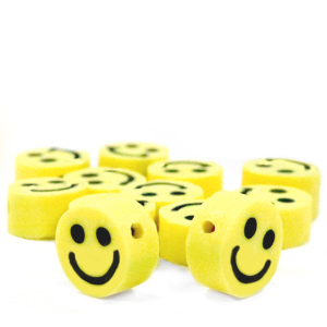 Polymeer kraal Smiley Yellow