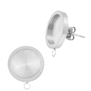 Polaris Steel oorbellen (RVS) met setting voor 12mm cabochon (met oogje) Zilver