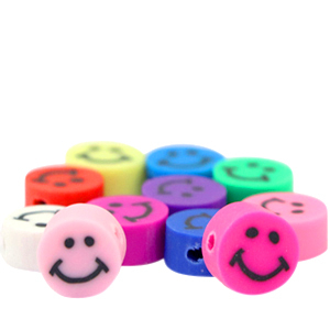Polymeer kraal smiley Multicolour