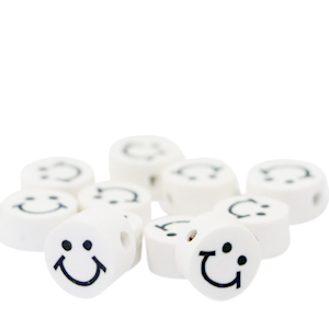 Polymeer kraal smiley White