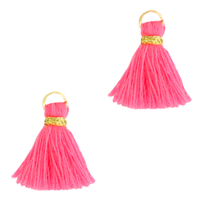 Kwastje 1.5cm Gold-neon pink