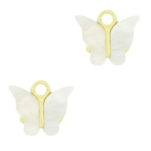 Hangers van Resin butterfly Gold-off white