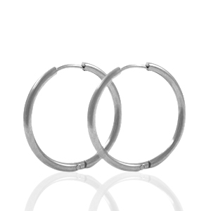 Oorbellen van Stainless steel Roestvrij staal (RVS) creolen 24mm Zilver