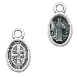 Metaal bedels DQ religieus ovaal Antiek zilver-black transparant (nikkelvrij)