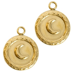 Bedels van Stainless steel Roestvrij staal (RVS) moon Goud