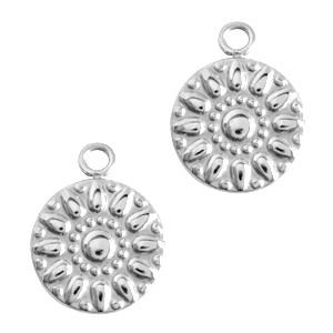 Bedels van Stainless steel Roestvrij staal (RVS) flower Zilver