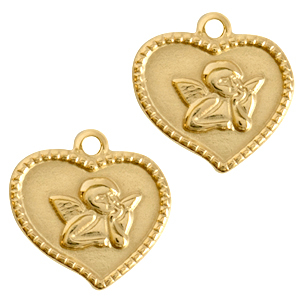 Bedels van Stainless steel Roestvrij staal (RVS) heart Goud