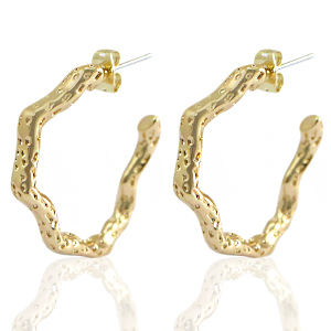 TQ metaal brass oorbellen/oorstekers creolen Gold