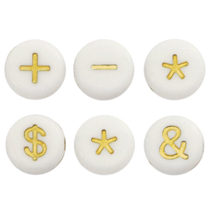 Acryl letterkralen symbol White-gold