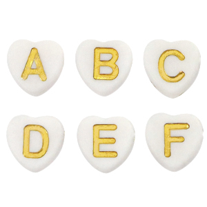Acryl letterkralen heart White-gold