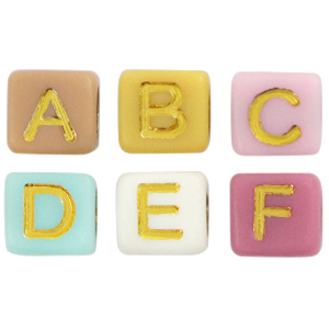 Acryl letterkralen Multicolour vintage