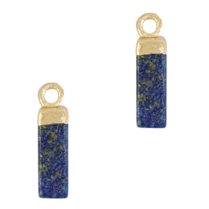 Hangers van natuursteen tube Sapphire blue-gold