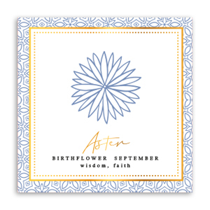 Kaartjes voor sieraden Birth flower September-Aster Soft blue