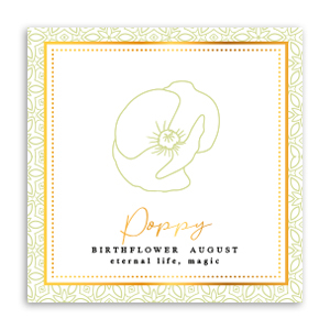 Kaartjes voor sieraden Birth flower August-Poppy Light green