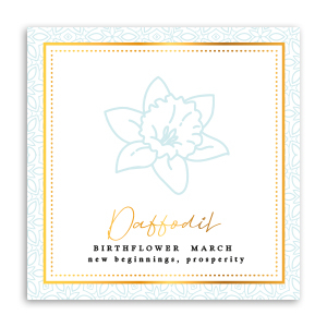 Kaartjes voor sieraden Birth flower March-Daffodil Light blue
