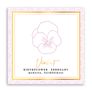 Kaartjes voor sieraden Birth flower February-Violet Lilac pink